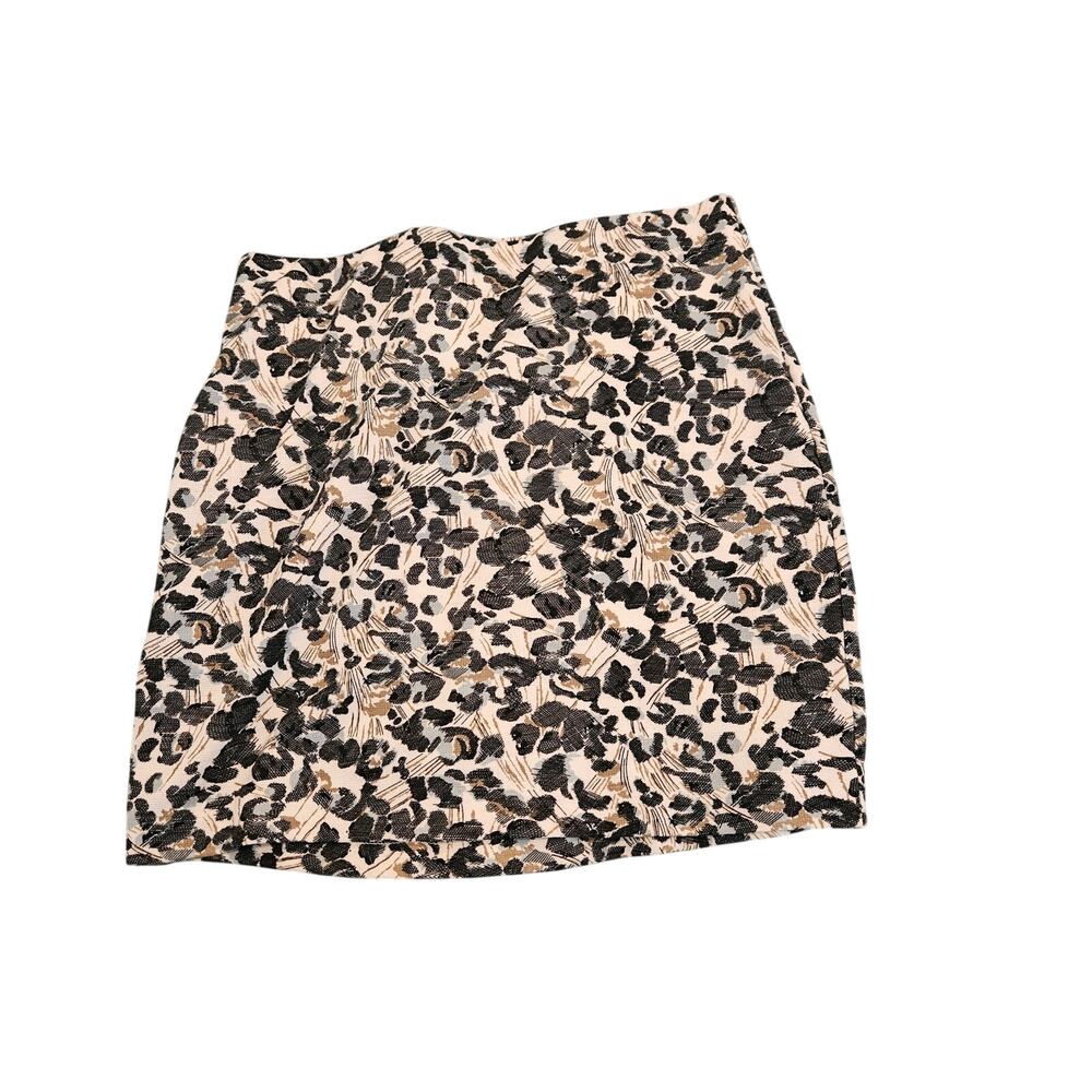 BCBGeneration Womens Small Mini Skirt Black Gray Animal Leopard Print